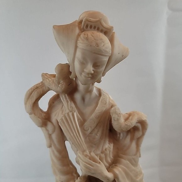 Vintage Asian Carved Soapstone Woman w/ Birds Statue Figure 14" Mexico - Picture 2 of 16